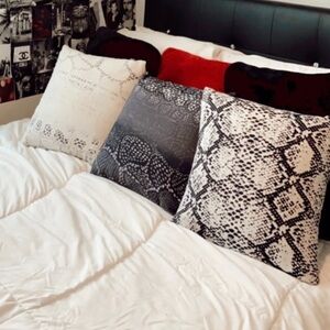 3 snake print decorative throw pillows